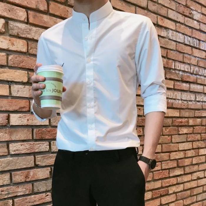 Mẫu sơ mi nam cổ trụ hiện đại, thời thượng
