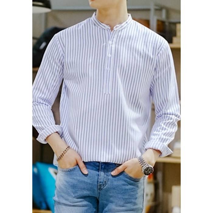 Áo sơ mi Hàn Quốc không cổ dành cho nam