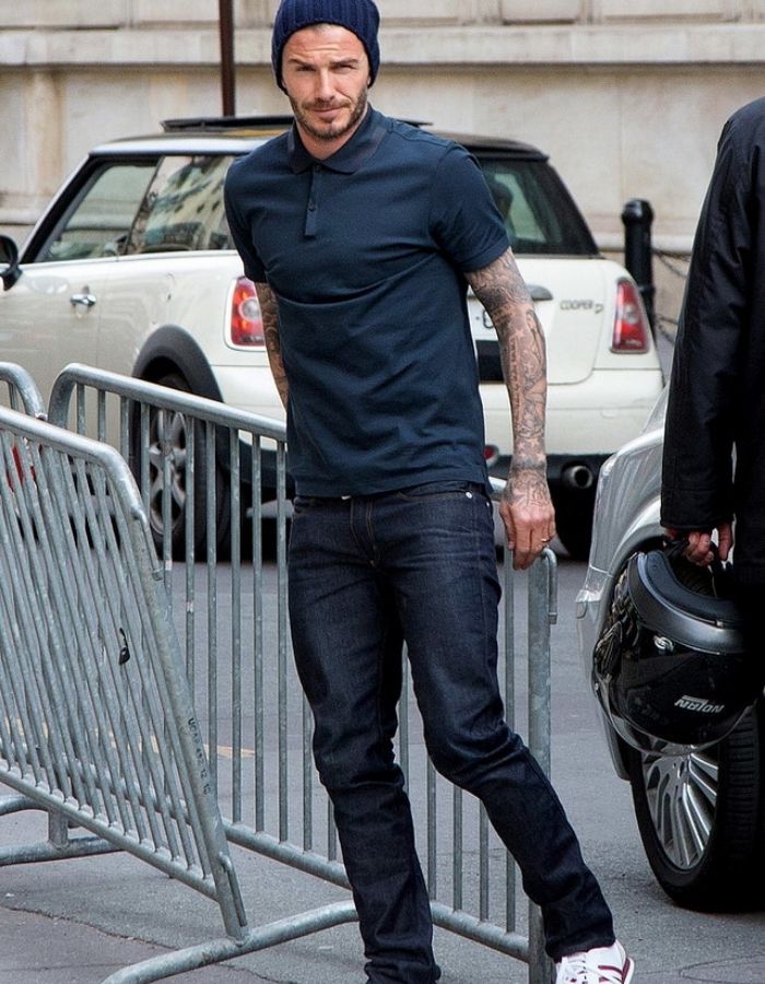 beckham xuống phố với Fly883 Mở Tài Khoản và quần jeans