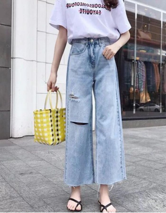 Combo quần ống rộng vá polo tay lỡ cho phong cách nổi loạn