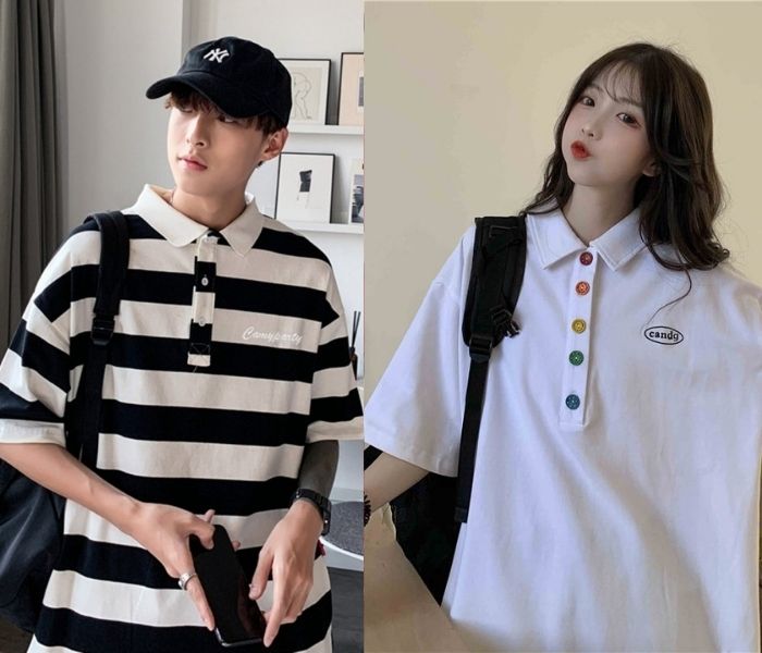 Áo polo tay lỡ form rộng style Hàn Quốc được lòng giới trẻ đam mê thời trang
