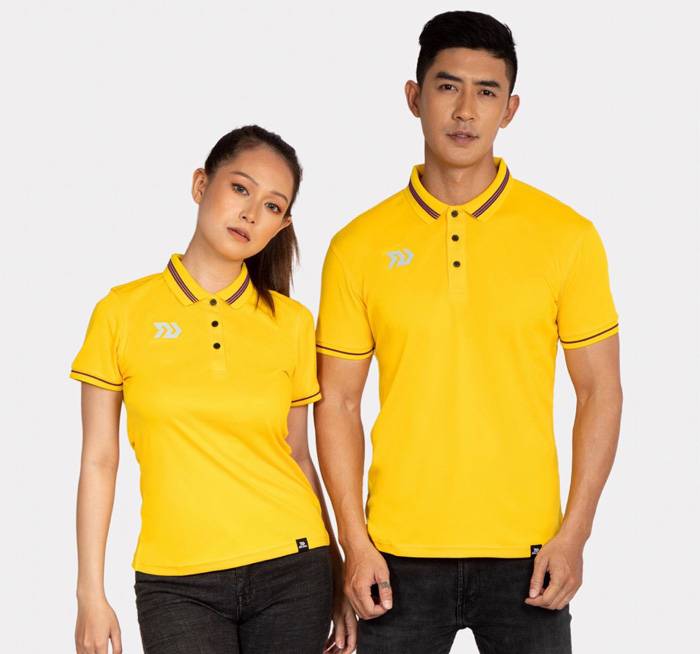 Áo polo unisex màu vàng trẻ trung và đầy ngẫu hứng