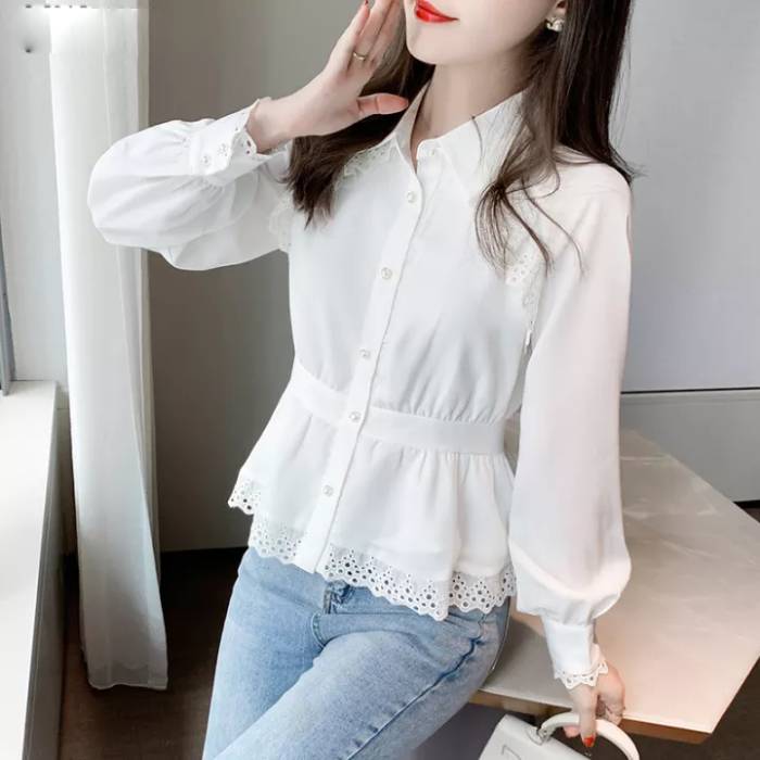 Mẫu sơ mi nữ trắng phong cách Trang Chủ Fly88.Com Uy Tín Đẳng Cấp Số 1 Châu Á ôm eo Hàn Quốc
