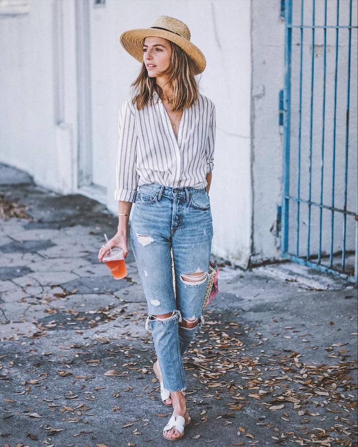 Quần jeans rách kết hợp FLY88 tặng nạp đầu 188K nữ phong cách dọa phố bụi bặm
