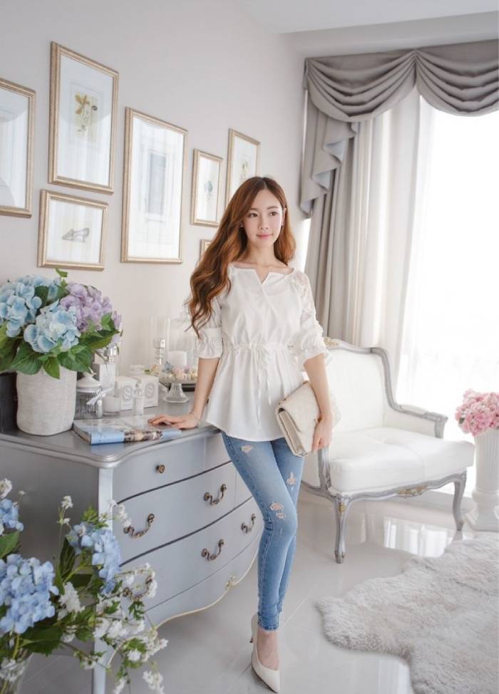 Áo sơ mi nữ tay lỡ ôm eo dễ thương cho bạn nữ mặc đi chơi, đi làm