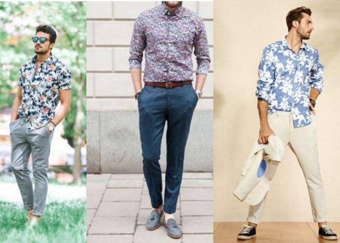 cách phối sơ mi hoa tiết cùng quần tây