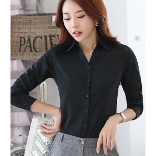 sơ mi nữ đen cơ bản mà vẫn đẹp