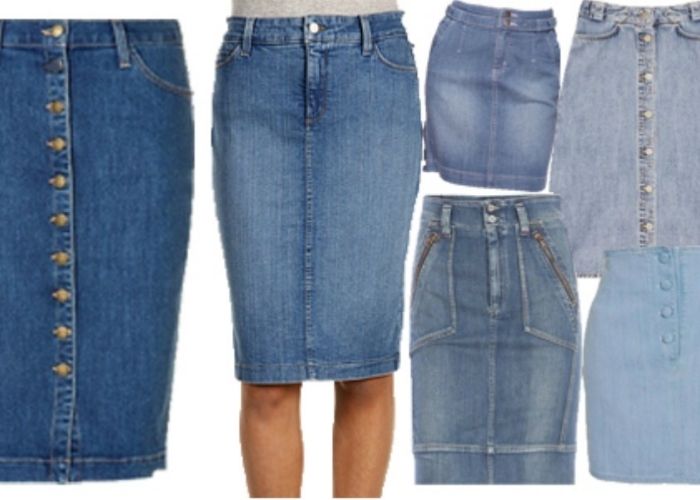 Chân váy màu xanh denim
