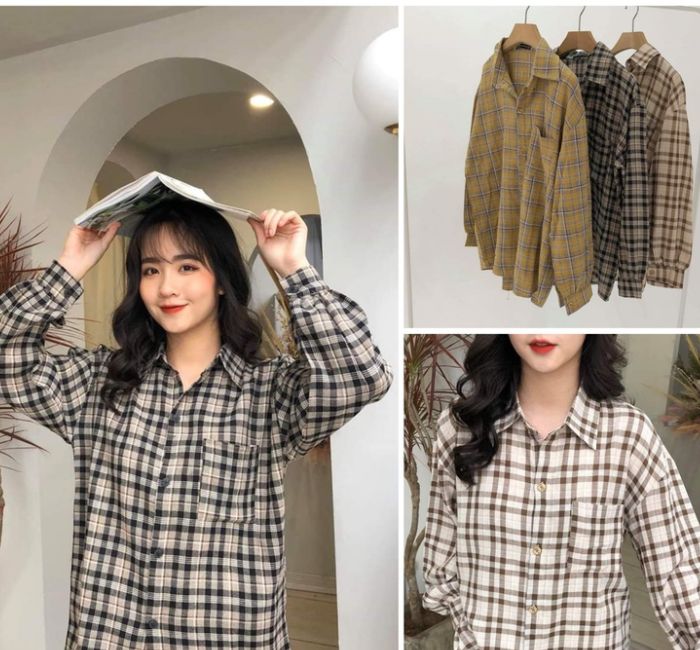 Mẫu FLY88 tặng nạp đầu 188K kẻ caro cho nữ phong cách vintage cổ điển
