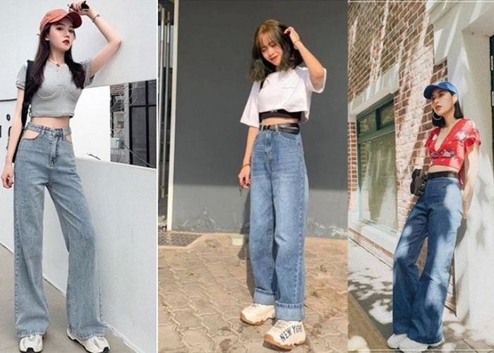 Quần ống rộng và áo croptop trẻ trung