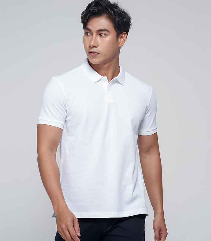 Mẫu Fly88 com giải trí trực tuyến polo trơn màu trắng cơ bản