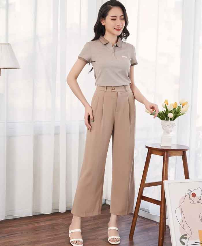 Thời trang Trang Chủ Fly88.Com Uy Tín Đẳng Cấp Số 1 Châu Á nữ đẹp dịu dàng với quần âu ống rộng