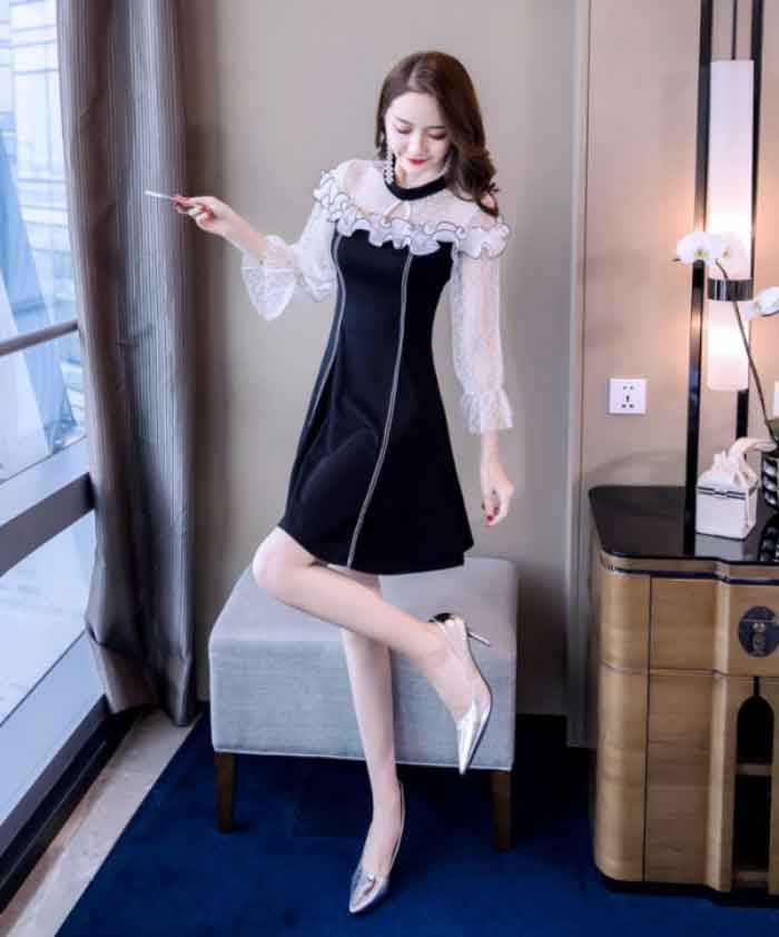 Mẫu váy áo thời trang nữ Fly88 com cá cược WC 2026 cách điệu ren tay dài