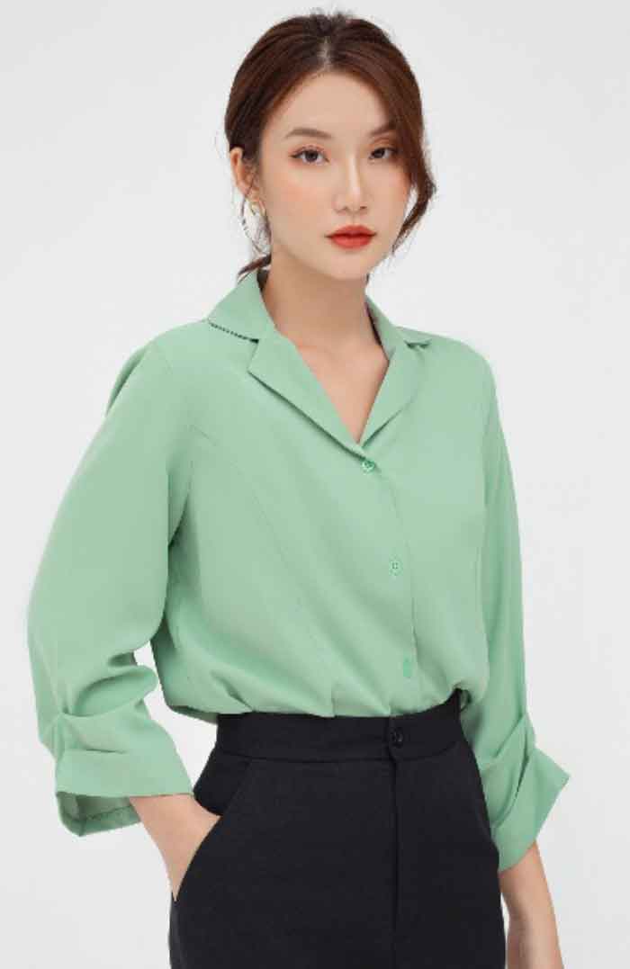 Áo sơ mi Nhà Cái FLY88.COM Xanh Chín, Uy Tín Tặng 188k nữ màu xanh bạc hà cực chất