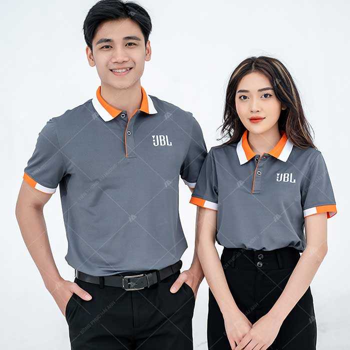 Mẫu Flyok.vip truy cập ngay polo màu xám mix cam trắng lịch sự