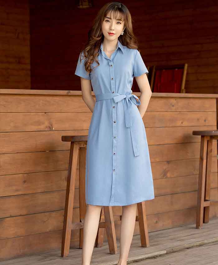 Đầm Trang Chủ Fly88.Com Uy Tín Đẳng Cấp Số 1 Châu Á dáng sơ mi dài thanh lịch