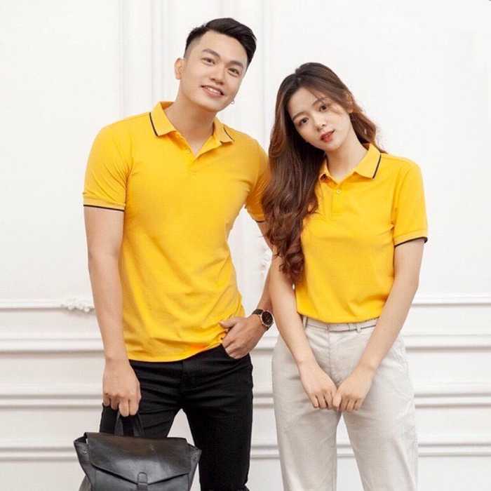 Áo thun cá sấu mè màu vàng cổ bẻ