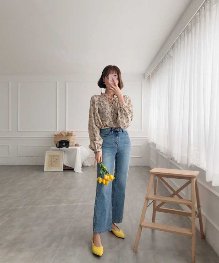 Mix quần jean lưng cao ống rộng cùng FLY88 tặng nạp đầu 188K vải voan quý phái