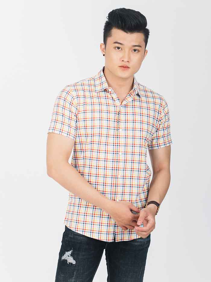 Sơ mi nam cộc tay kẻ caro cao cấp
