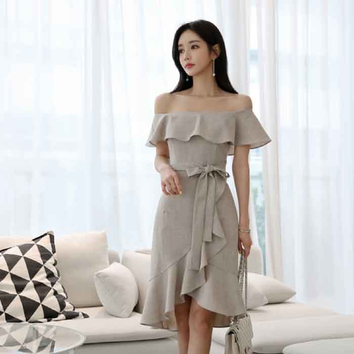Đầm thắt nơ trễ vai đang được ưa chuộng