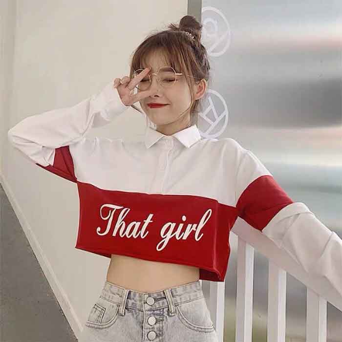 Áo phông phong cách croptop rộng gợi cảm