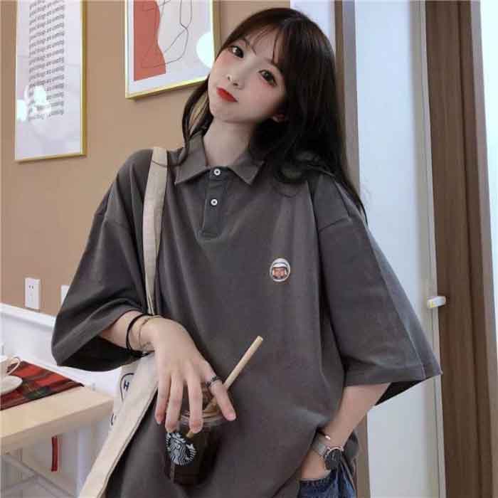 Thời trang Fly883 Mở Tài Khoản form rộng có cổ màu trơn trendy