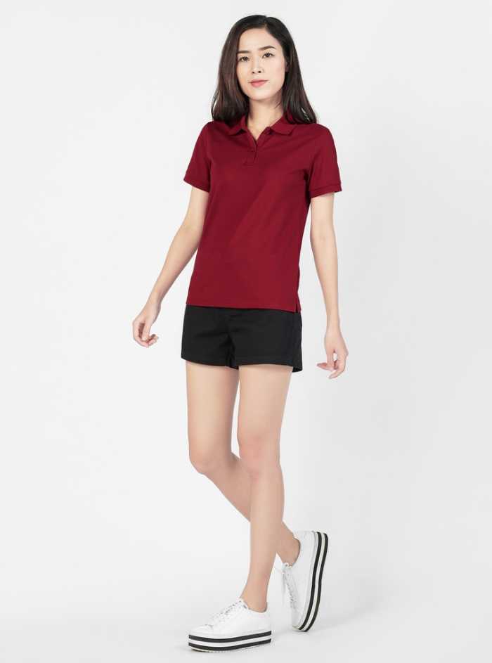 Mẫu Fly88 com giải trí trực tuyến polo màu đỏ trơn duyên dáng