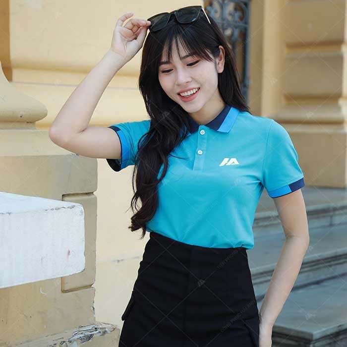 Mẫu Fly88 com giải trí trực tuyến polo công ty màu xanh thiên thanh đẹp