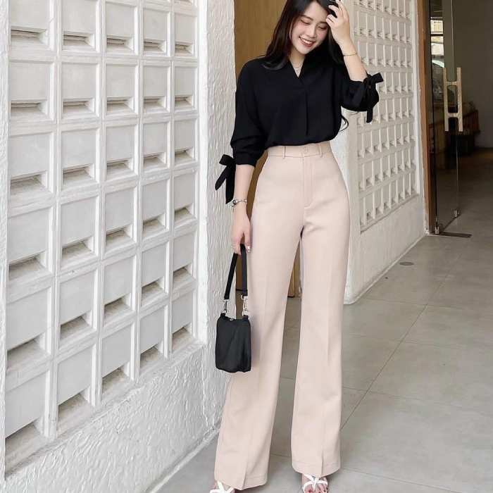 Sự chững chạc thể hiện qua set FLY88 tặng nạp đầu 188K cùng quần suông ống rộng