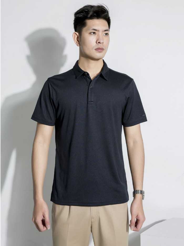 Mẫu Fly88 com giải trí trực tuyến polo ngắn tay màu đen vải telex Thái thoáng mát
