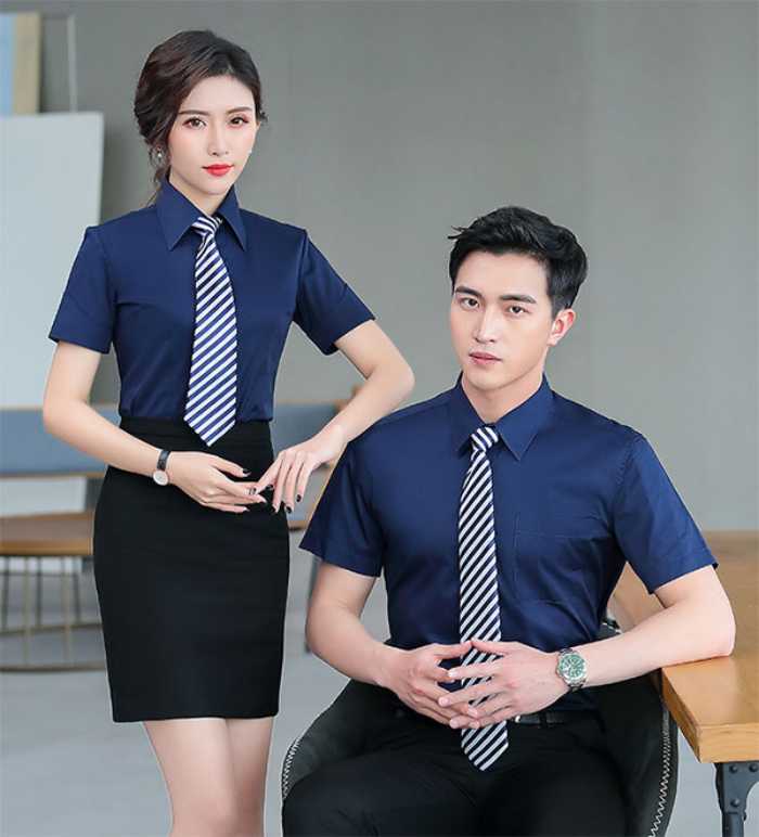 Mẫu Flyok.vip truy cập ngay sơ mi ngắn tay màu xanh than