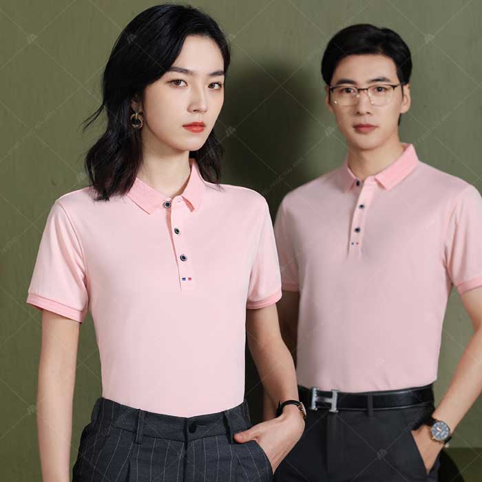 Áo polo hồng phấn cổ Đức trẻ trung