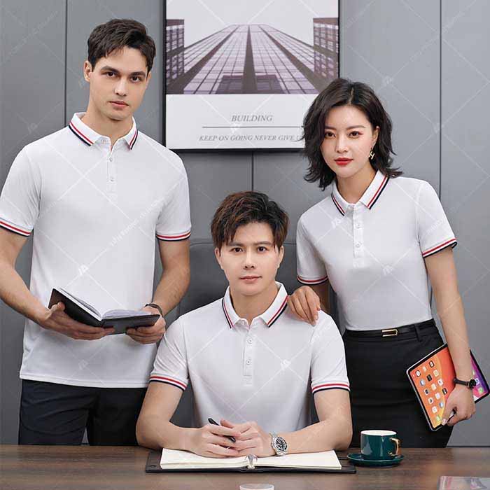 Áo polo trắng cổ Đức phong cách