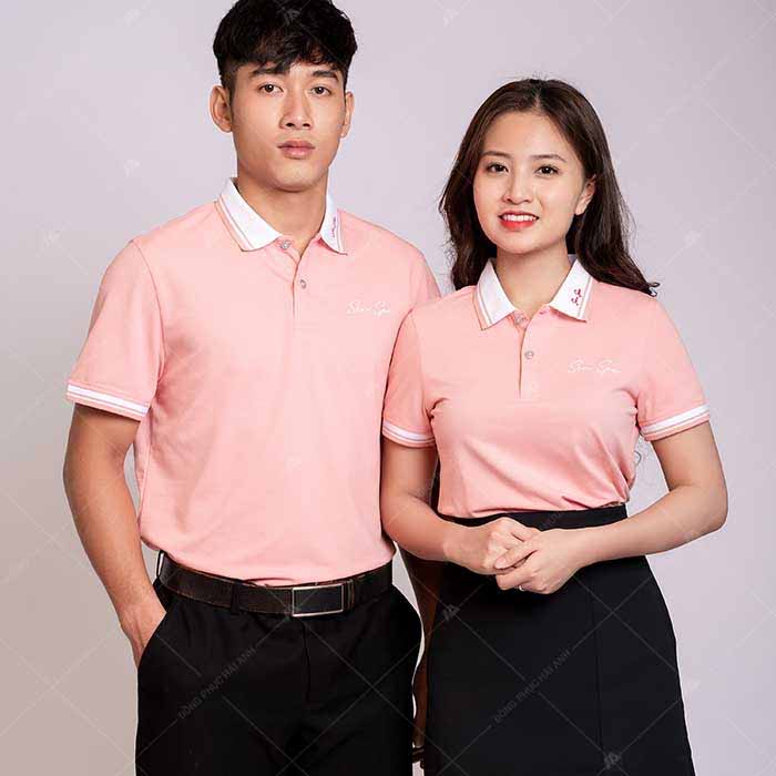 Polo hồng cam nhẹ nhàng với hinhg thêu tinh tế ở Đăng Ký fly88com