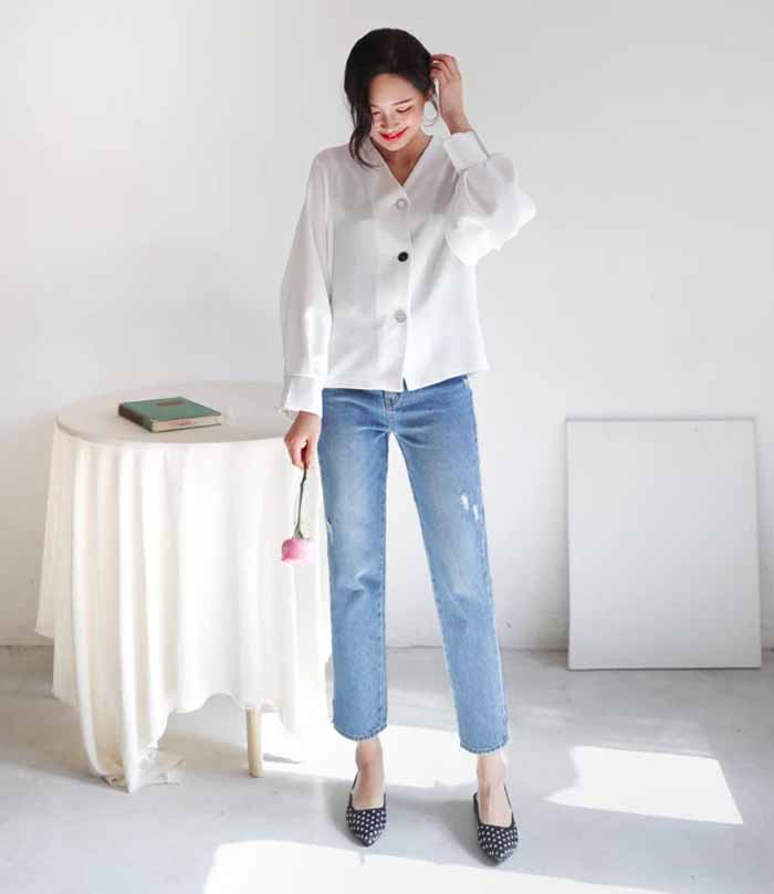 Quần Jean ống đứng phối với FLY88 tặng nạp đầu 188K vừa giản dị vừa thanh lịch