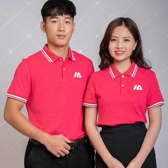 Trang phục Fly883 Mở Tài Khoản cổ đức hồng viền cổ trắng