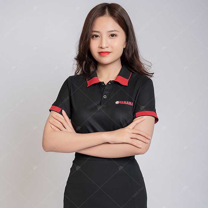 Trang phục Fly883 Mở Tài Khoản YAMAHA cổ dệt 2 màu có logo sắc nét, bền màu