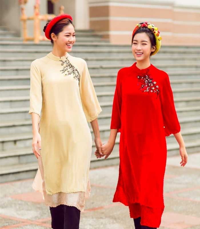 Chị em rạng rỡ và thoải mái trong mẫu áo dài tay lỡ