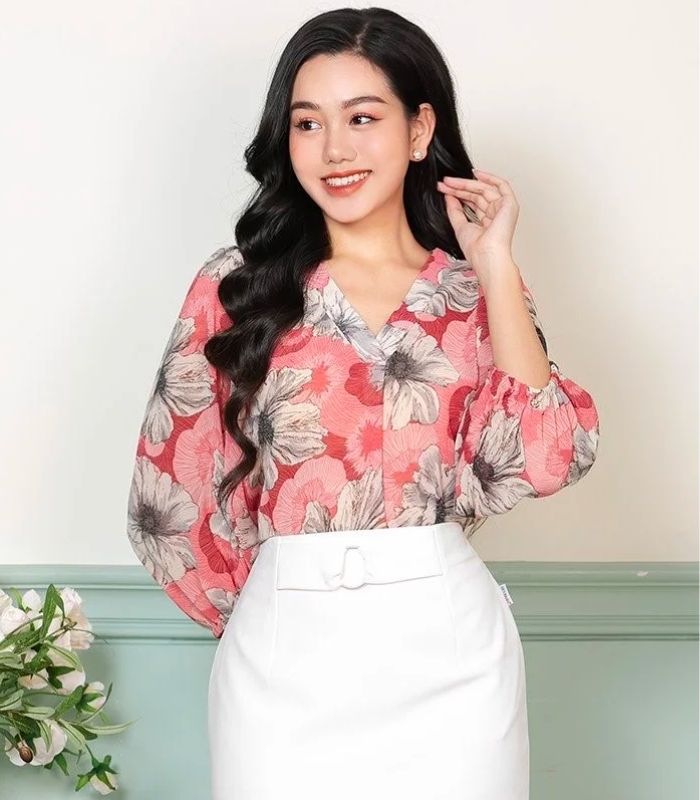 Áo kiểu Trang Chủ Fly88.Com Uy Tín Đẳng Cấp Số 1 Châu Á mới nhất sơ mi hoạ tiết phối Fly88com code khuyến mãi trắng