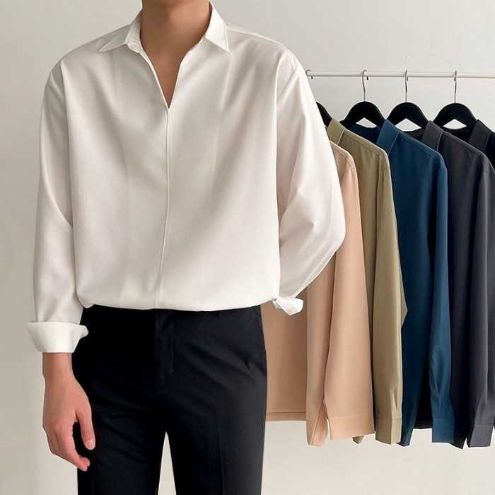 Sơ mi nam Hàn Quốc nổi bật với vẻ đẹp đơn giản và tinh gọn, phù hợp với những tín đồ yêu thích phong cách basic
