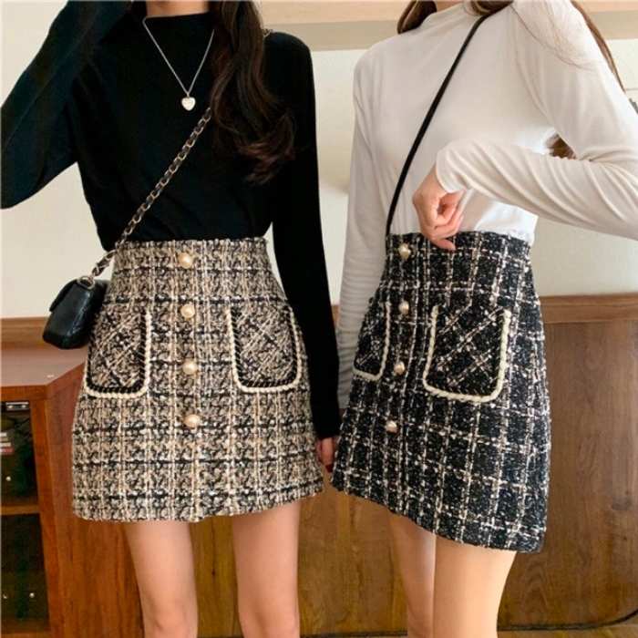 Chân váy dạ tweed cao cấp cho style Fly88 com cá cược WC 2026 sang chảnh