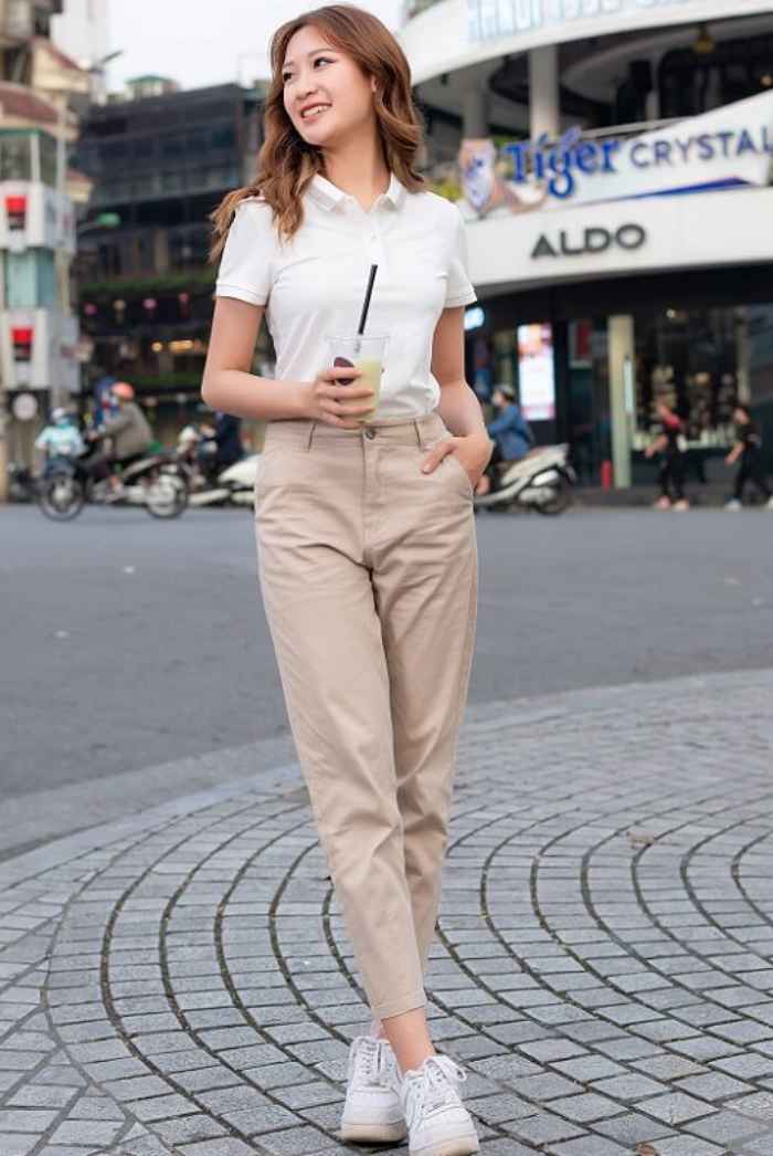 Trẻ trung trong set Flai88 nhà cái OkVip Fly88 com giải trí trực tuyến cổ bẻ sơ vin cùng quần baggy