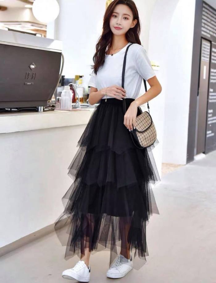 Váy công chúa kiểu xếp tầng điệu đà cho những cô nàng bánh bèo