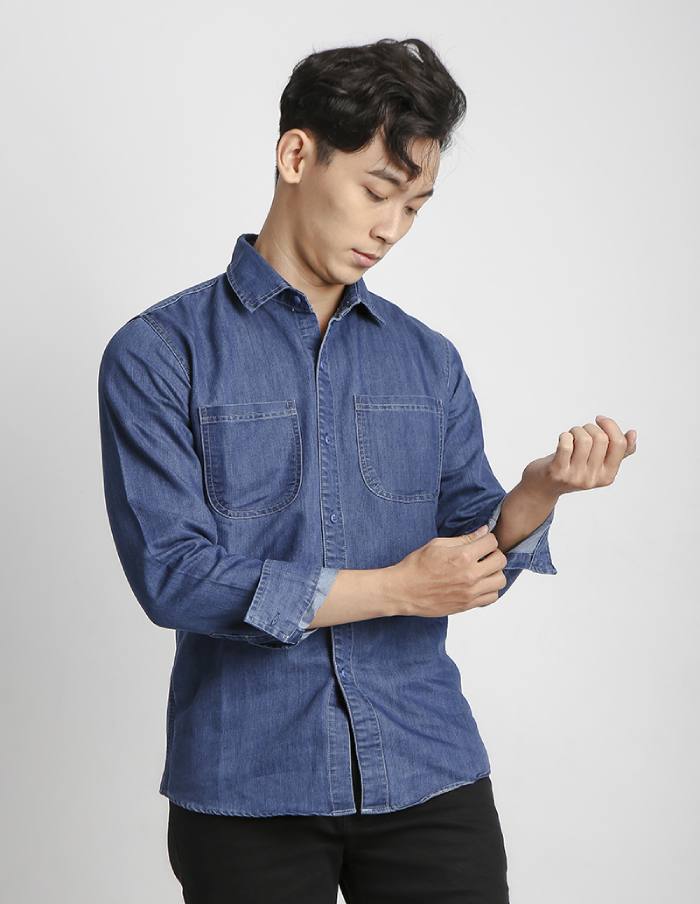 Áo sơ mi chất vải Denim jean dày dặn chưa bao giờ lỗi mốt