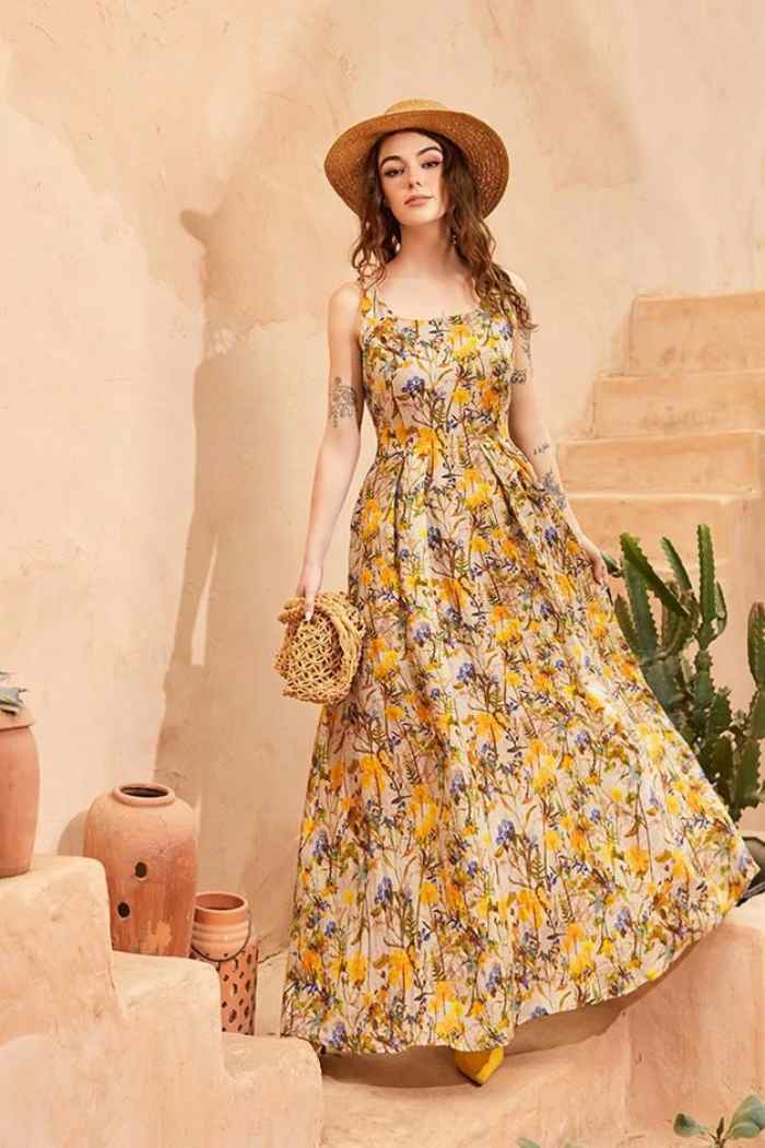 Đầm maxi hai dây hiệu Zofal mang phong cách Pháp quý phái