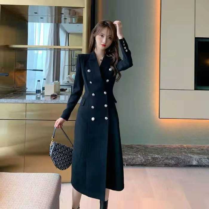 Mẫu váy đen Trang Chủ Fly88.Com Uy Tín Đẳng Cấp Số 1 Châu Á cổ vest dáng dài lịch sự