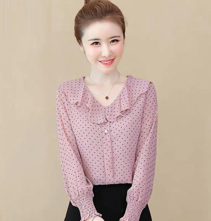 Áo sơ mi vải voan cổ điệu đà dành cho chị em bánh bèo