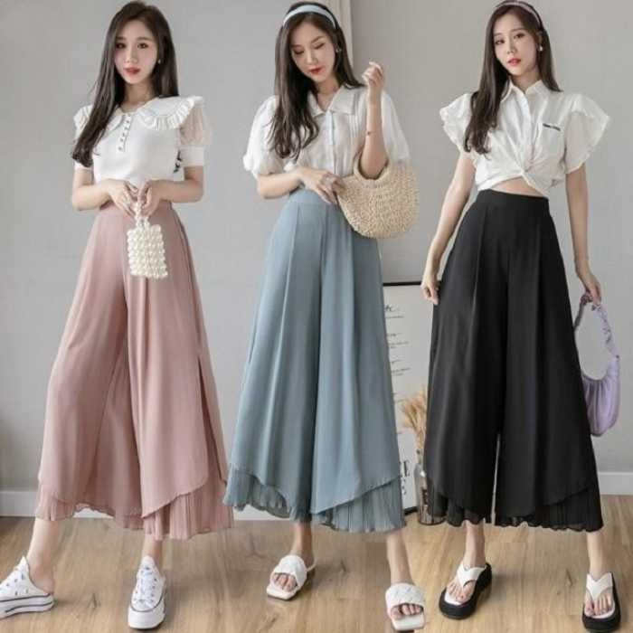 Mẫu quần ống rộng giả váy cho các nàng gu ăn mặc đẹp