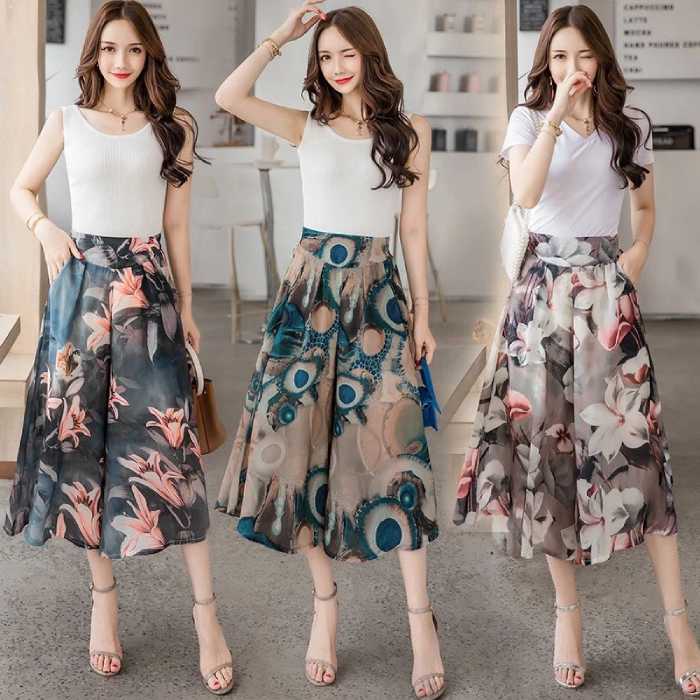 Mẫu quần voan hoa dài qua dối giả váy đẹp thu hút