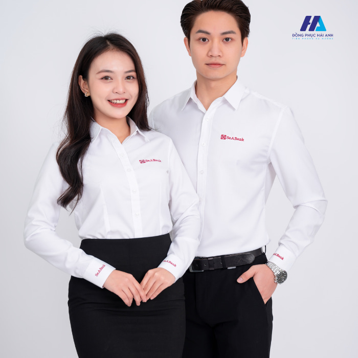 Áo sơ mi trắng đồng phục công sở, tạo cảm giác trẻ trung, thanh lịch cho nhân viên